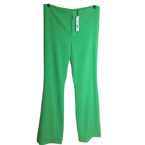ALICE + OLIVIA Garden Green Flare Pants 10 High Waist Statement Designer Luxe - Picture 1 of 9